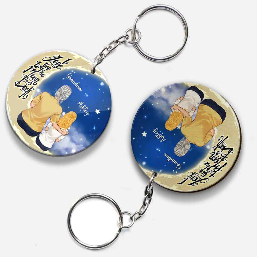 Aller et revenir de la Lune - Cadeau pour grand-mère, maman, papa, grand-père - Porte-clés personnalisé