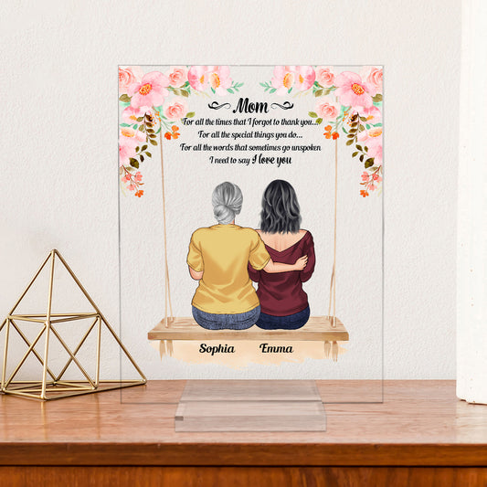 Je t'aime maman - Plaque acrylique transparente personnalisée pour la fête des mères