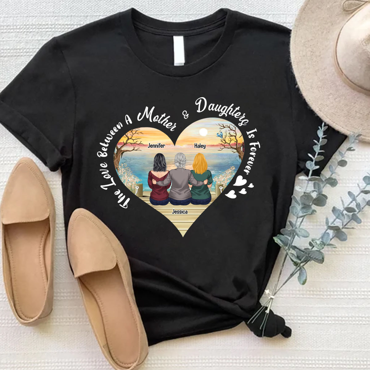 Cadeau pour la fête des mères : L'amour entre une mère et sa fille - T-shirt et sweat à capuche personnalisés