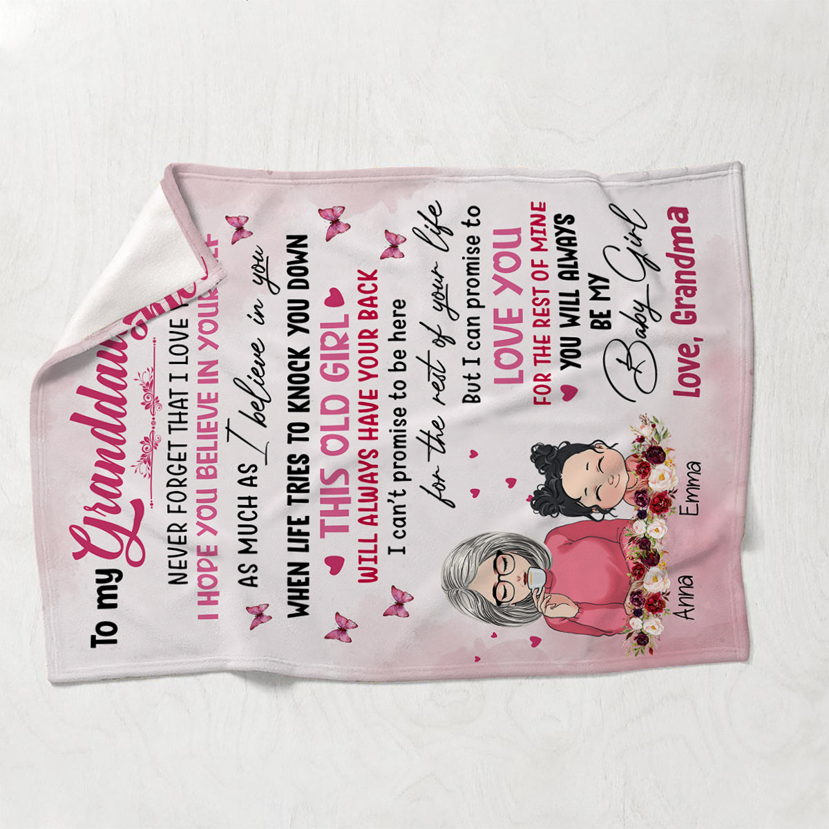 To My Granddaughter - Gift for grandma, granddaughter, grandson - Personalized Blanket