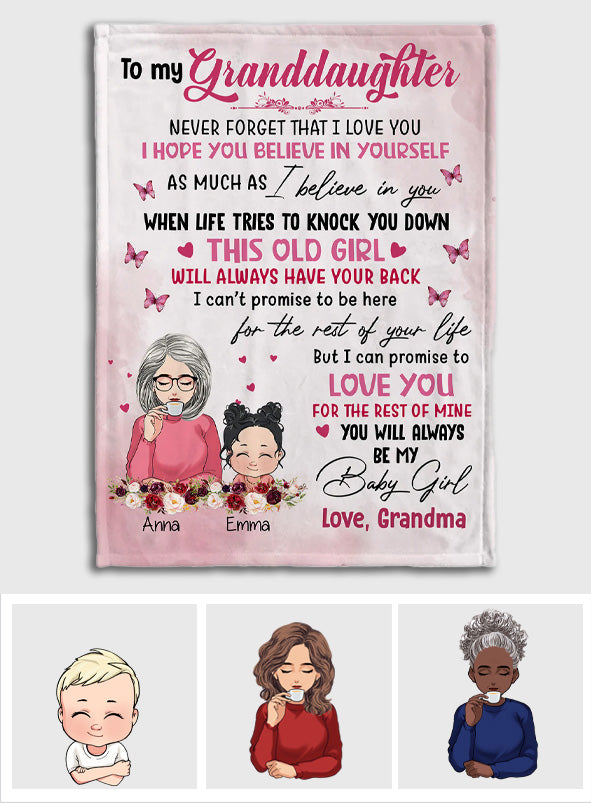 To My Granddaughter - Gift for grandma, granddaughter, grandson - Personalized Blanket