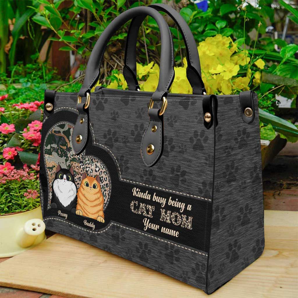 Cat Mom - Personalized Cat Leather Handbag