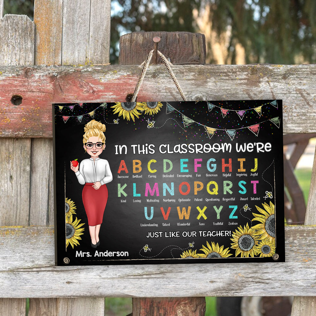 Dans cette classe, nous sommes - Panneau en bois personnalisé pour enseignants