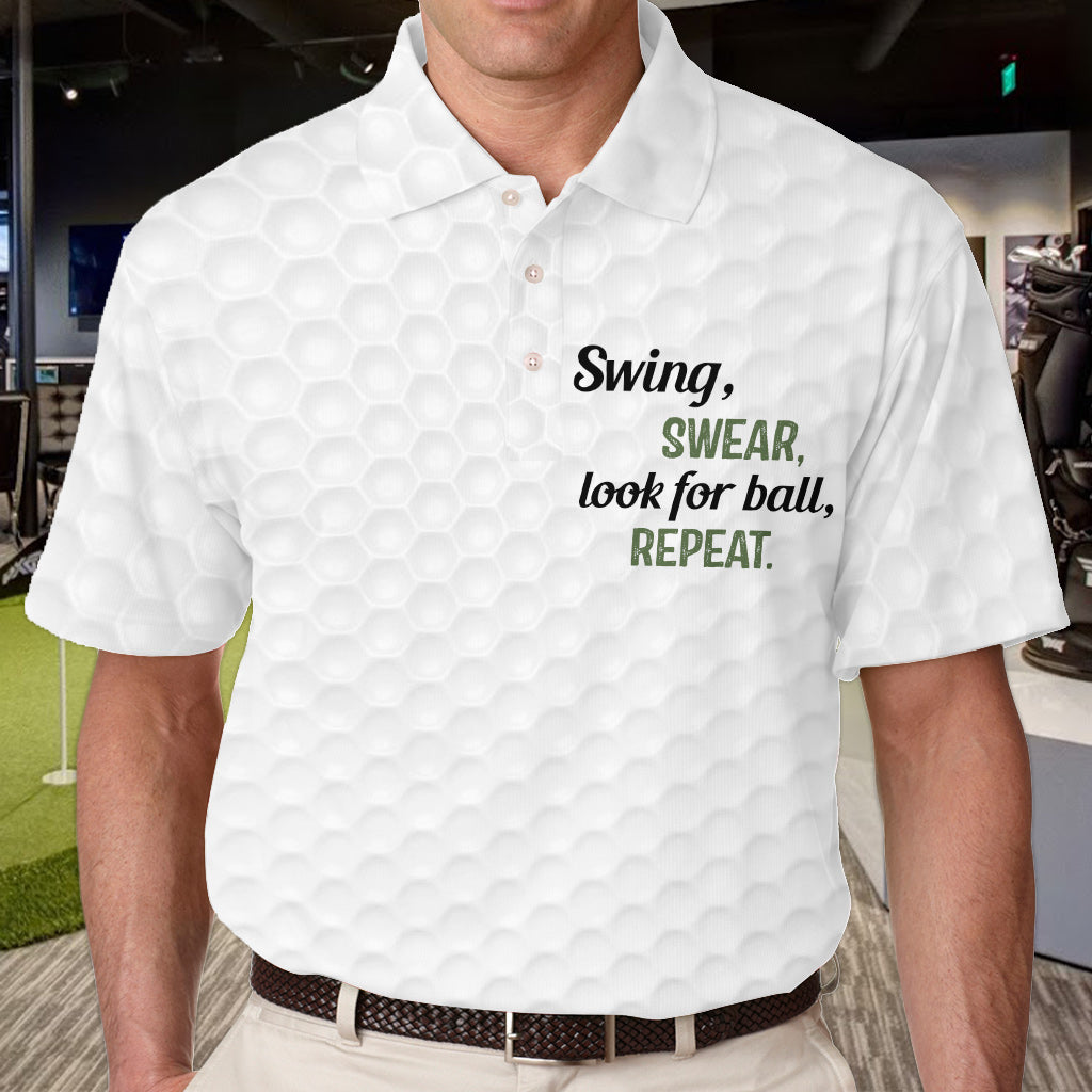 Polo de golf personnalisé « Swing Swear Look For Ball Repeat »