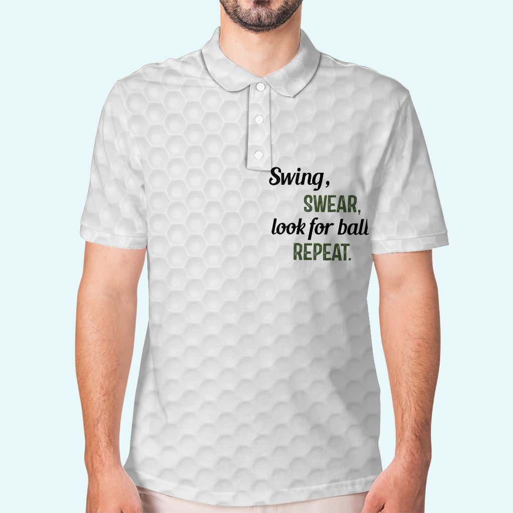 Polo de golf personnalisé « Swing Swear Look For Ball Repeat »