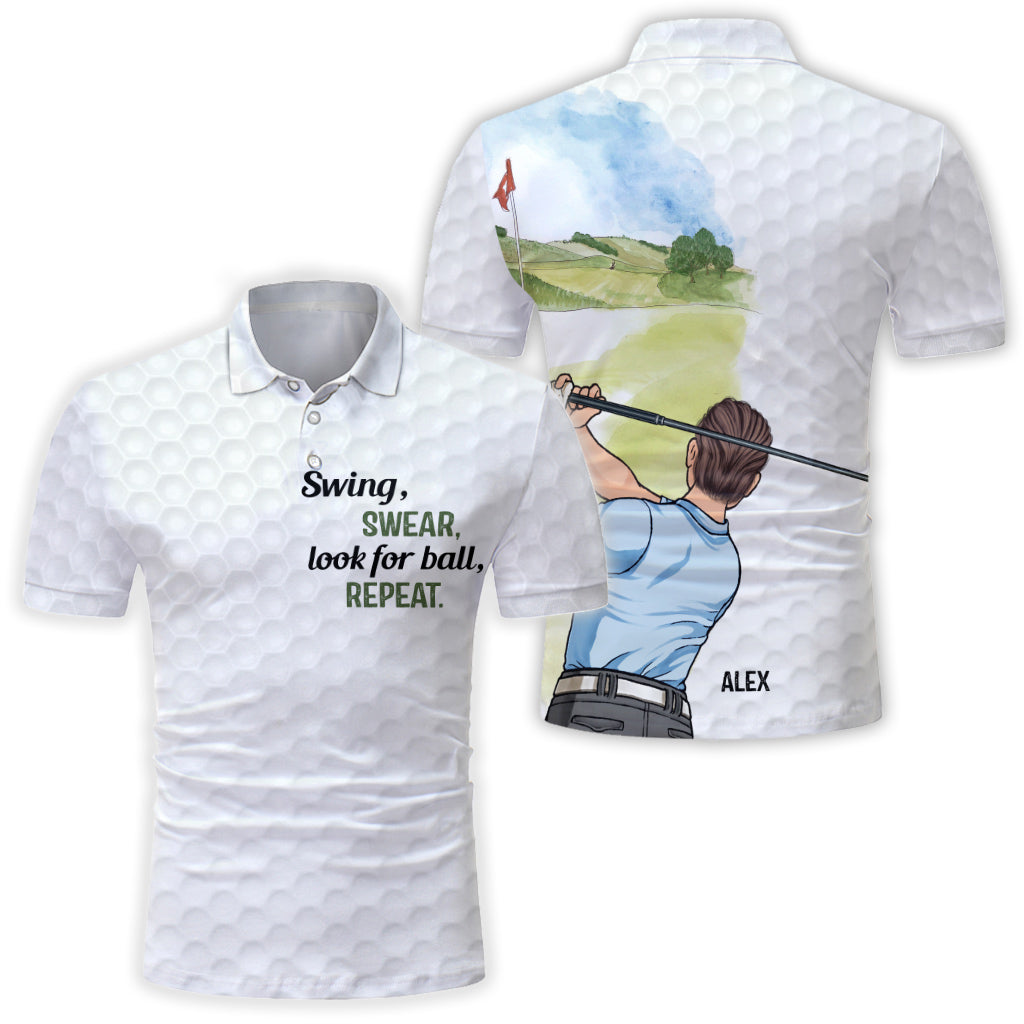 Polo de golf personnalisé « Swing Swear Look For Ball Repeat »