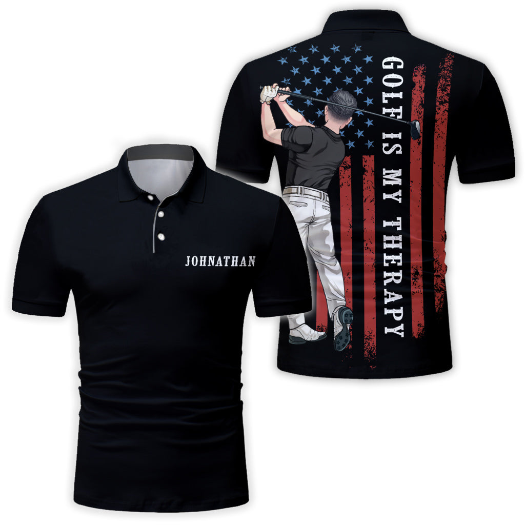 Golf Is My Therapy - Personalized Golf Polo Shirt