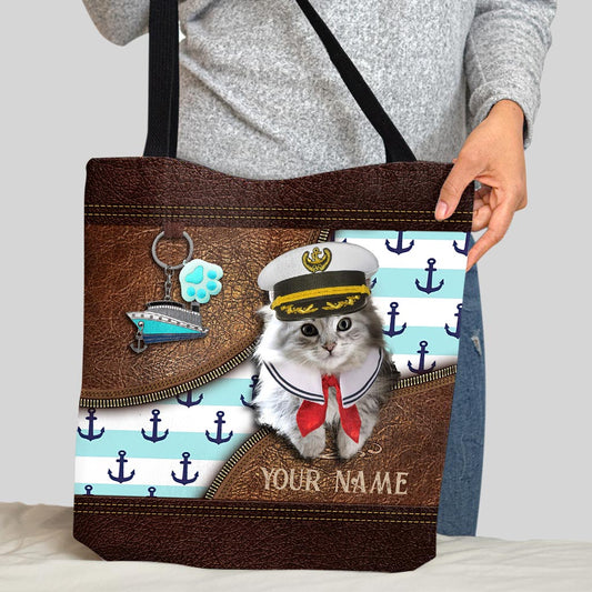 Sac fourre-tout personnalisé « J’adore les croisières et les chats »