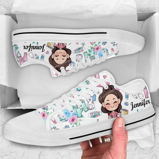 Vie d'infirmière - Chaussures basses personnalisées pour infirmières