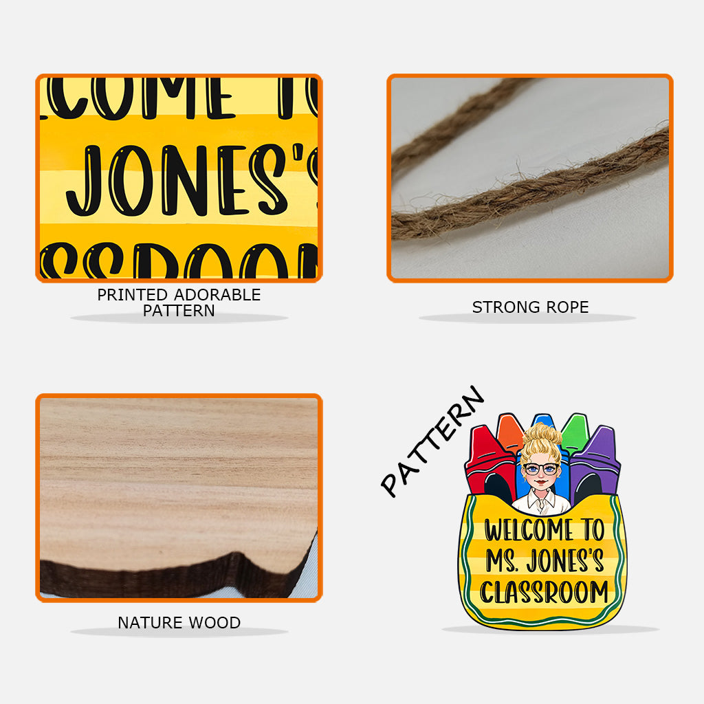 Bienvenue dans ma classe - Panneau en bois personnalisé pour enseignants