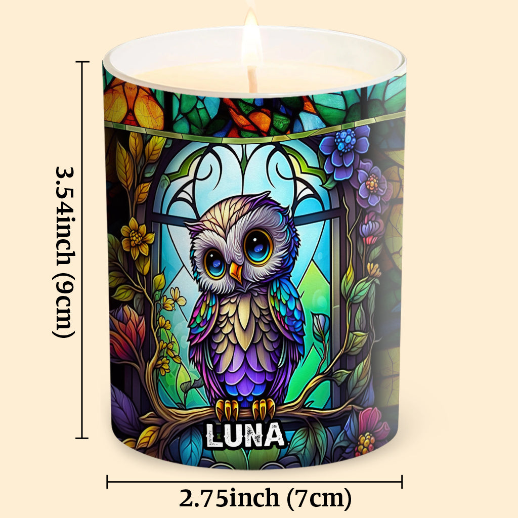 Bougie hibou personnalisée avec couvercle en bois - Chouette colorée