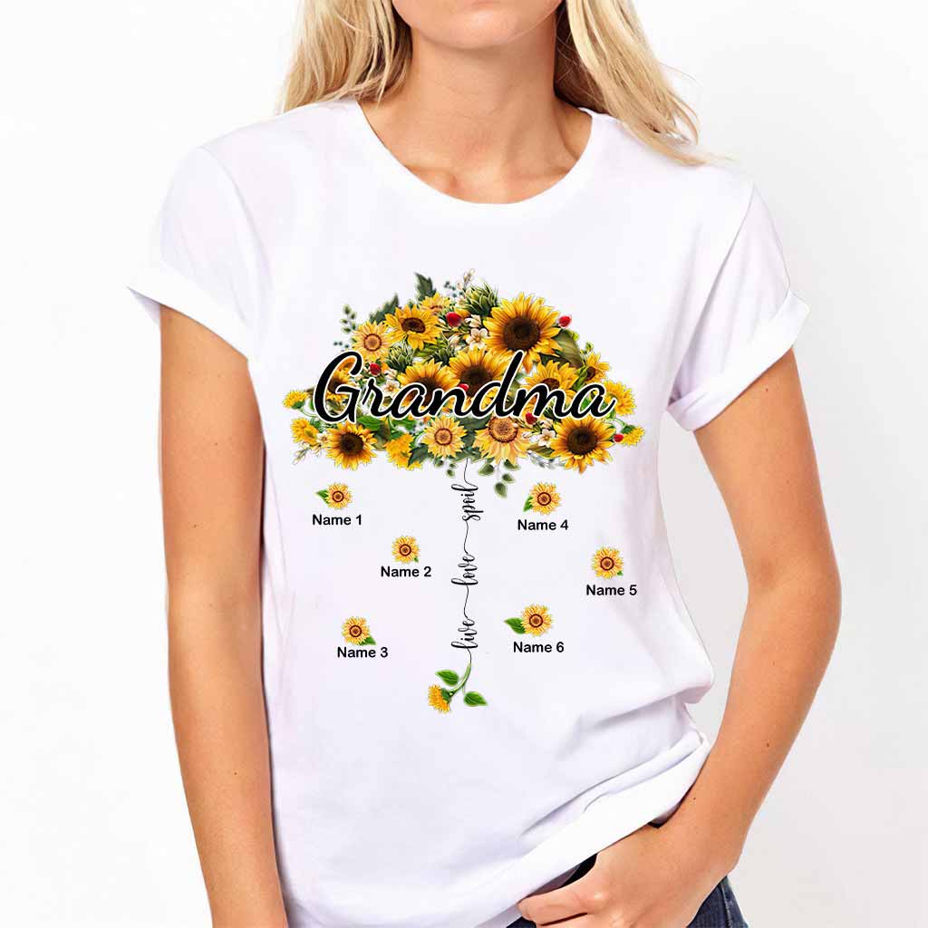 T-shirt et sweat à capuche personnalisés « Vivre, aimer, gâter » avec parapluie tournesol - 1021