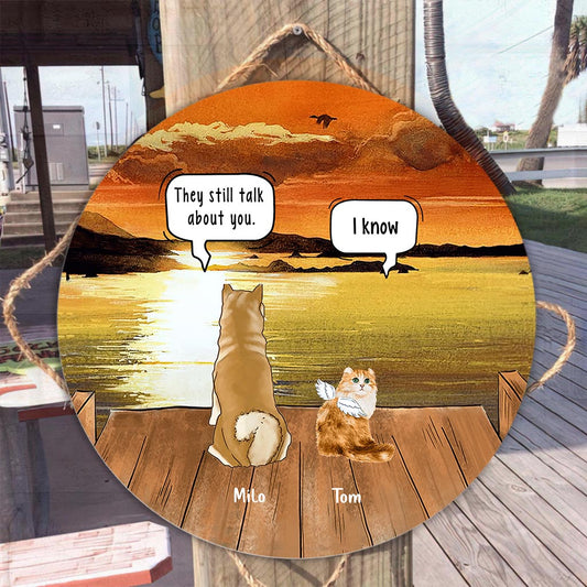 Monument commémoratif pour chiens et chats - Plaque ronde en bois personnalisée pour chiens