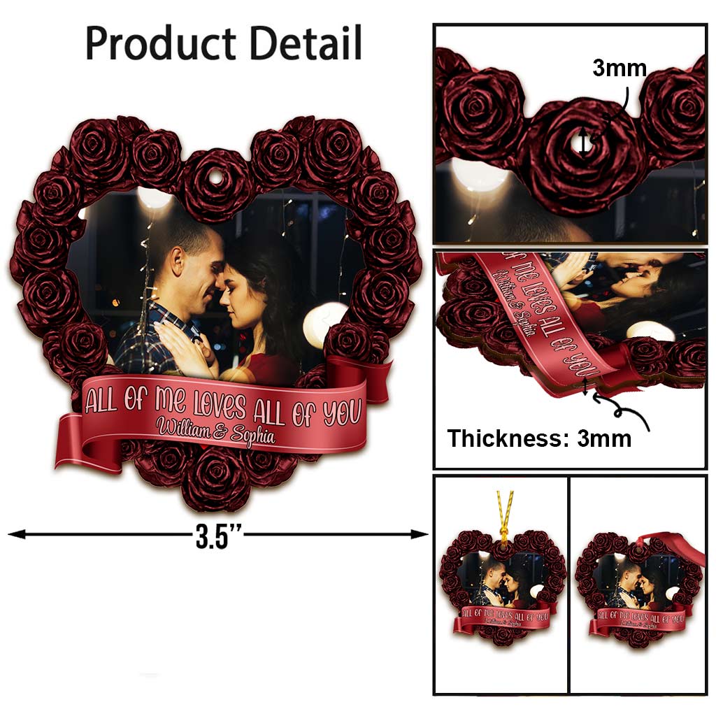 Je t'aime de tout mon cœur - Ornement de Noël personnalisé pour couple (Imprimé des deux côtés)