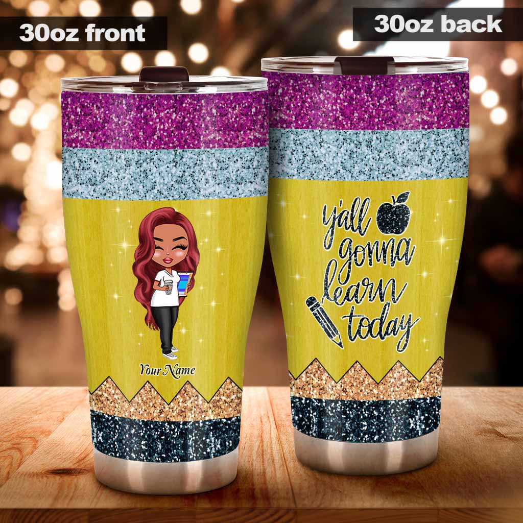 Teaching Is A Work of Heart - Personalized Teacher Tumbler With 3D Pattern Print