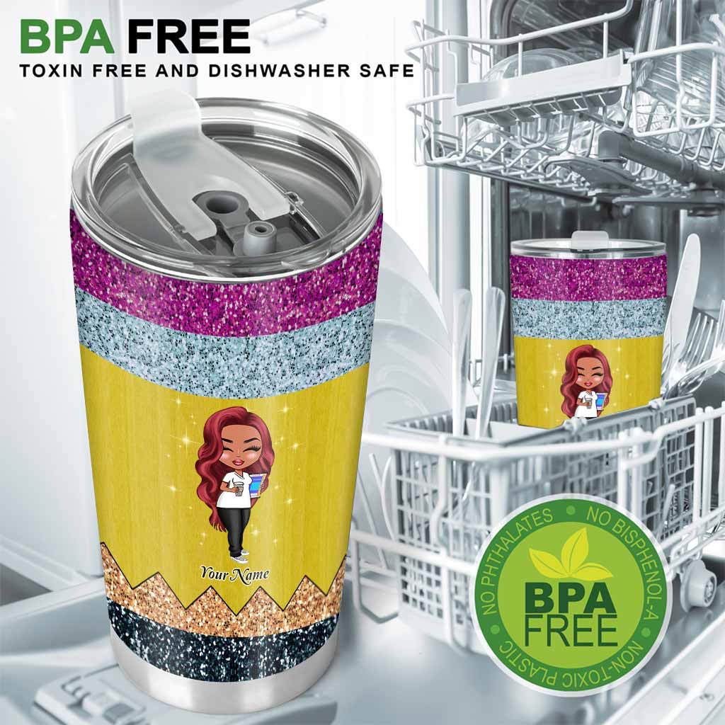 Teaching Is A Work of Heart - Personalized Teacher Tumbler With 3D Pattern Print