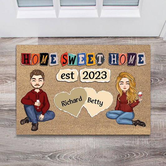 Home Sweet Home - Personalized Couple Doormat