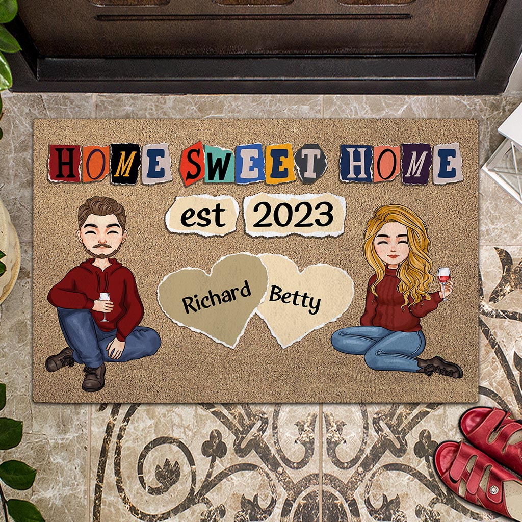 « Home Sweet Home » - Paillasson personnalisé pour couple