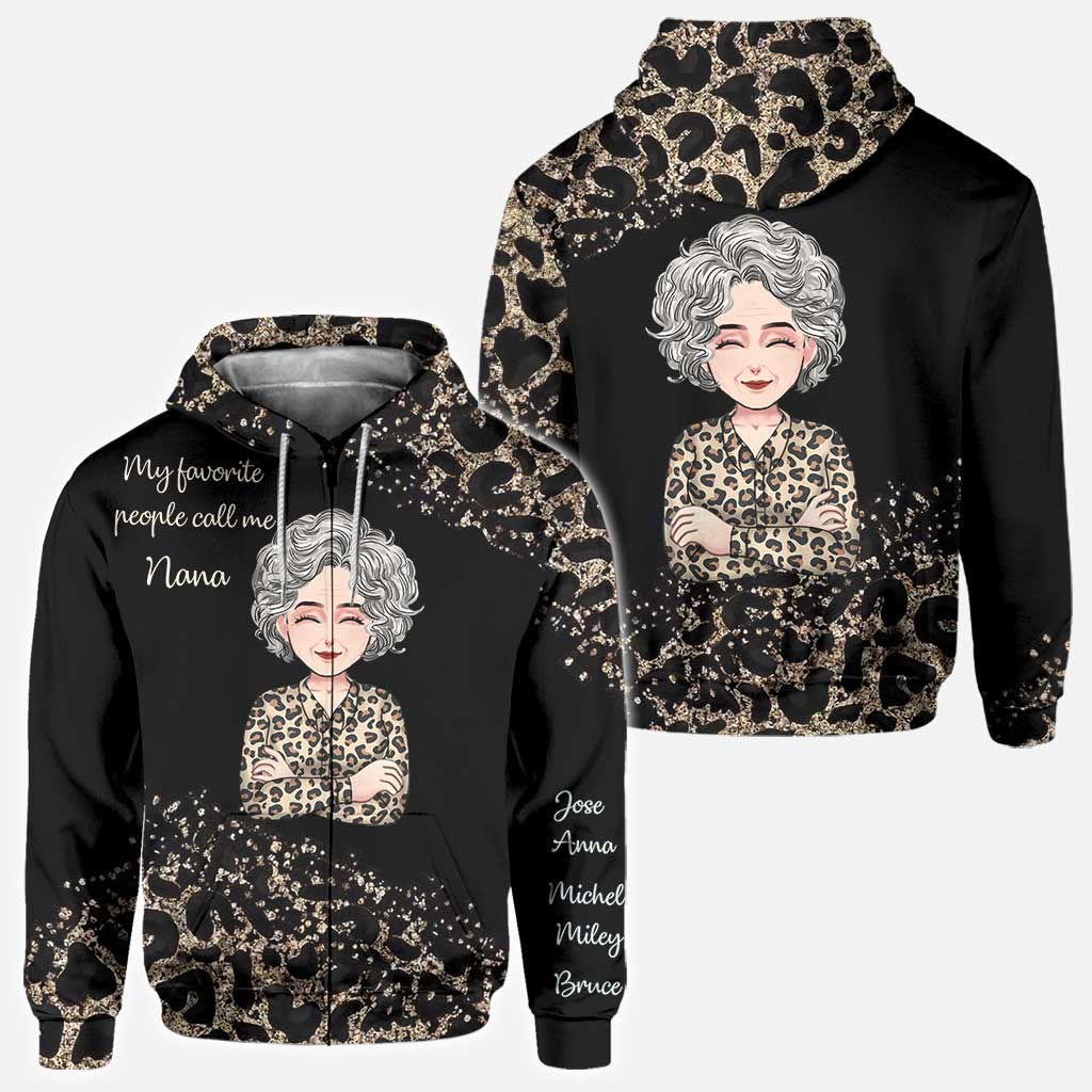 Mes personnes préférées - T-shirt et sweat à capuche personnalisés pour la fête des mères, avec motif « Mamie » sur toute la surface