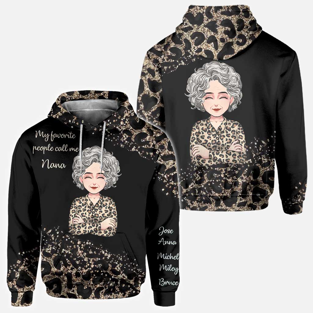 Mes personnes préférées - T-shirt et sweat à capuche personnalisés pour la fête des mères, avec motif « Mamie » sur toute la surface