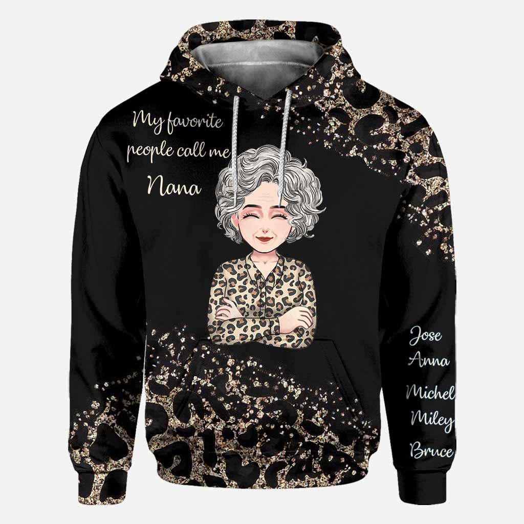 Mes personnes préférées - T-shirt et sweat à capuche personnalisés pour la fête des mères, avec motif « Mamie » sur toute la surface
