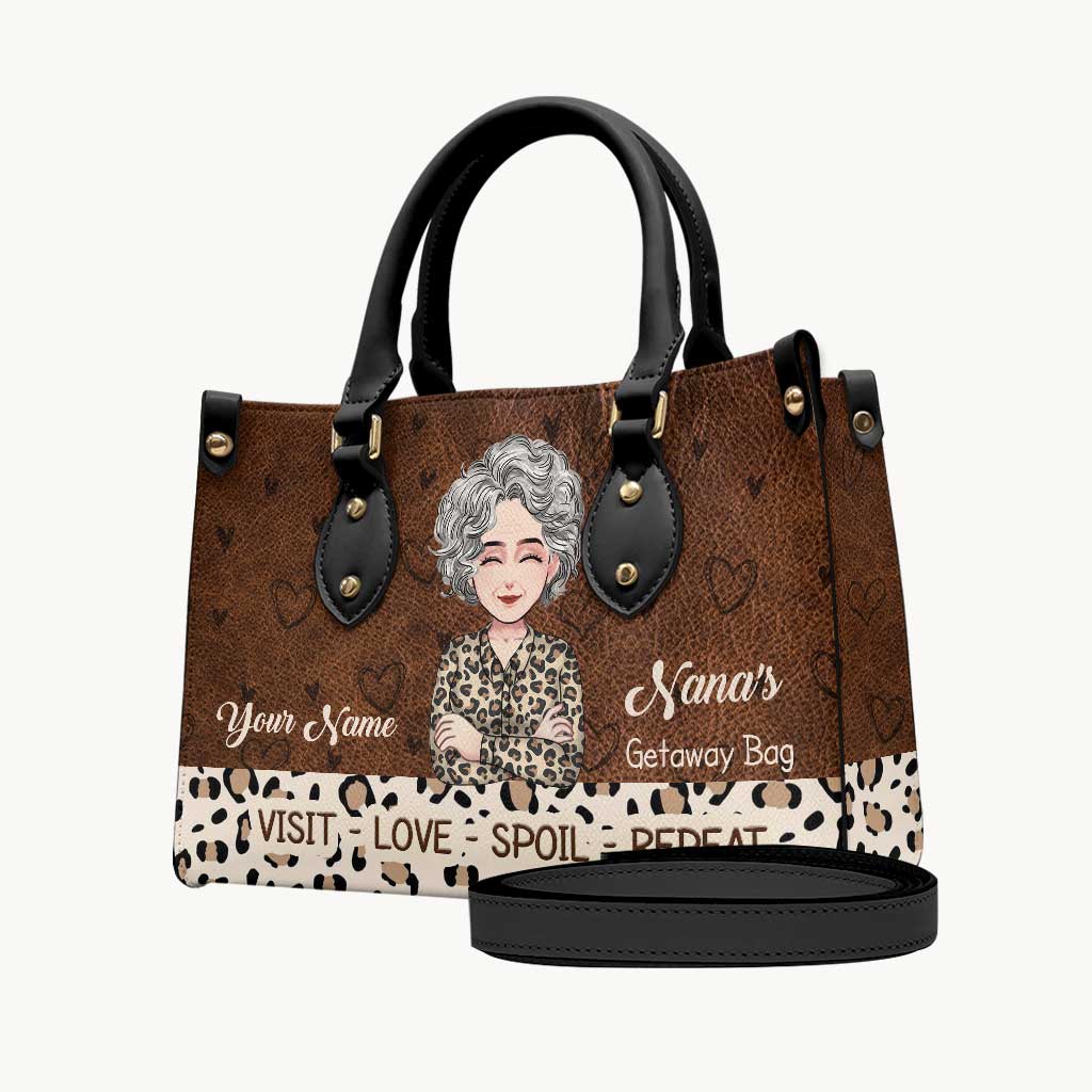 Nana's Get Away Bag - Personalized Mother's Day Grandma Leather Handbag