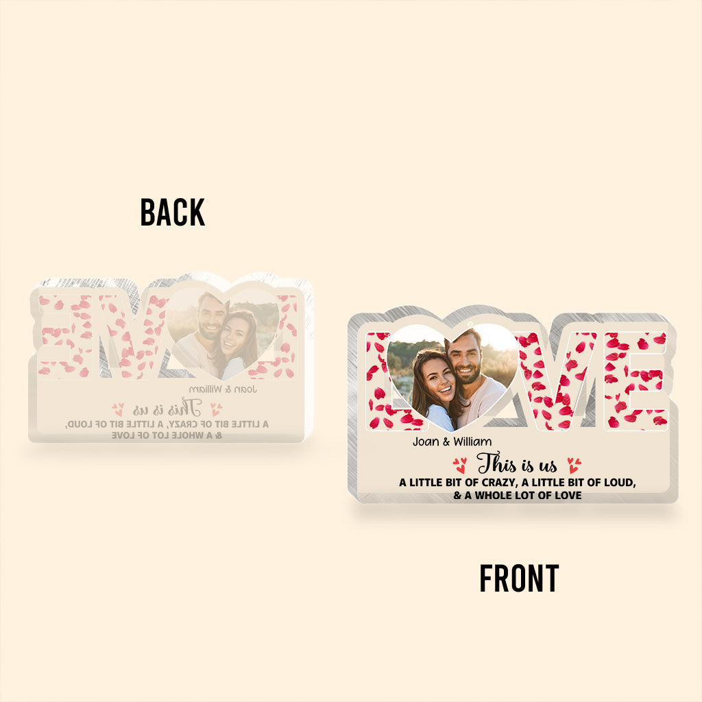 « This Is Us » - Cadeau pour couple (mari, femme, petite amie, petit ami) - Plaque acrylique personnalisée.