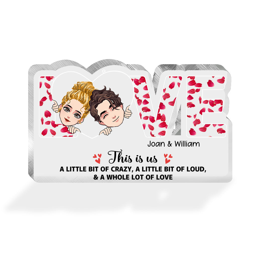 « This Is Us » - Cadeau pour couple (mari, femme, petit ami, petite amie, amoureux des chiens) - Plaque acrylique personnalisée.