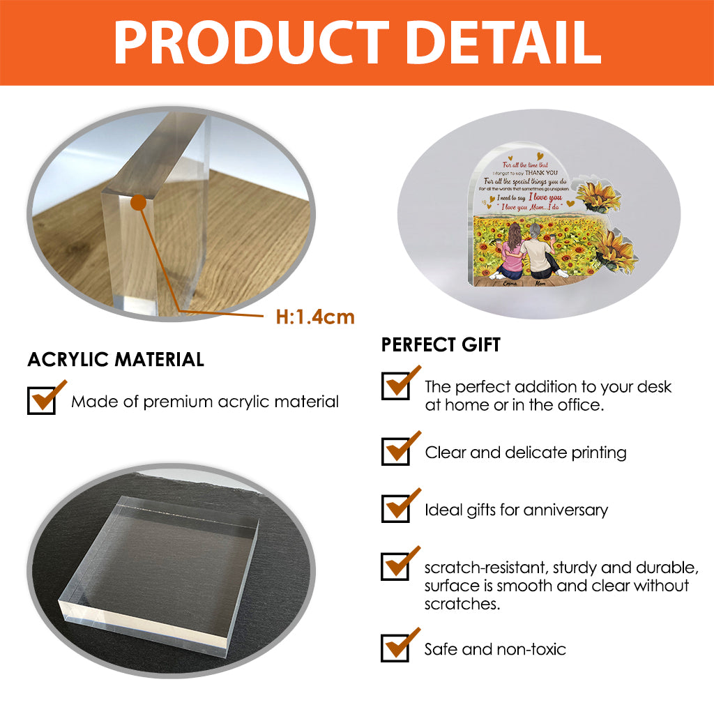 Maman, tu es mon rayon de soleil - Plaque acrylique personnalisée pour la fête des mères