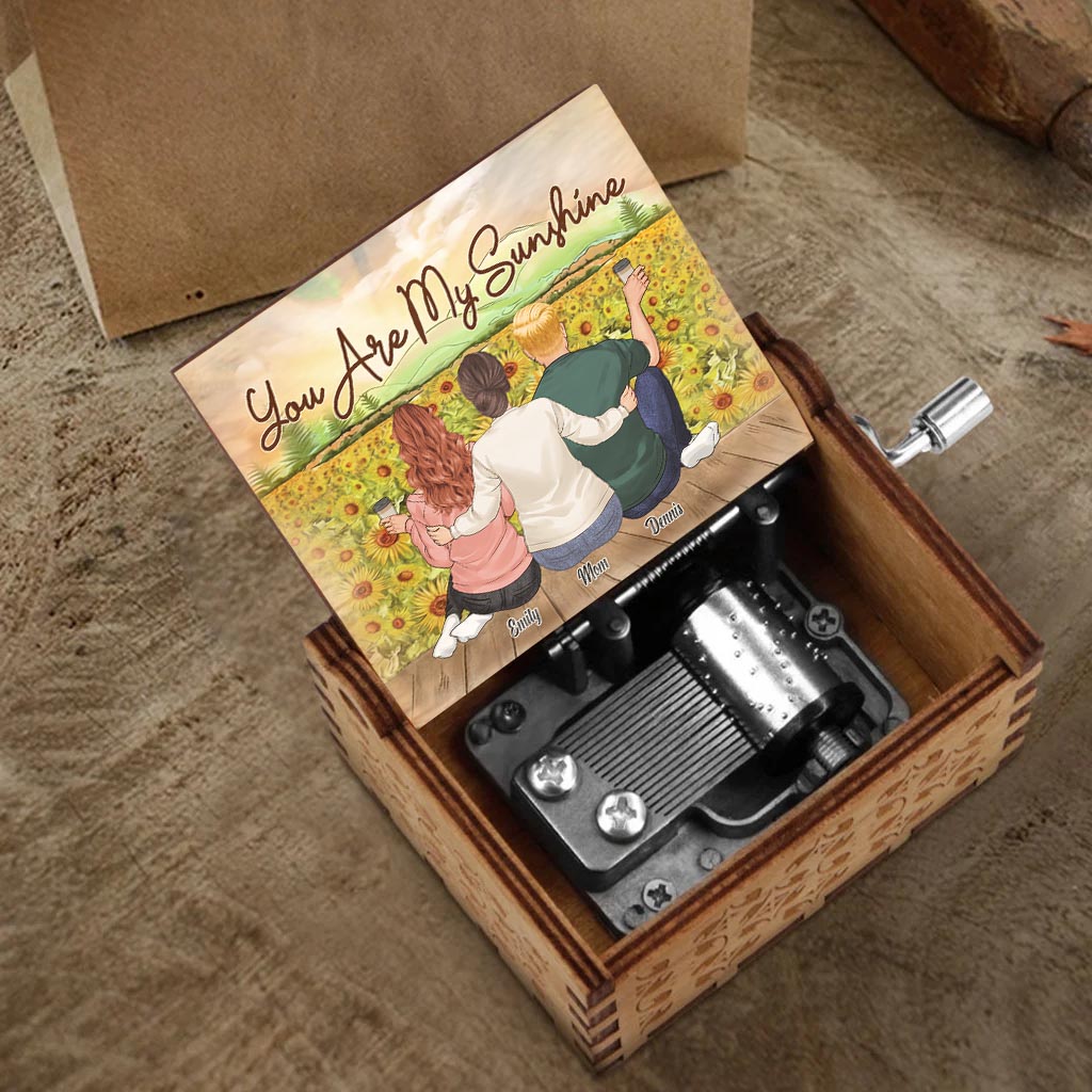 Maman, tu es mon rayon de soleil - Cadeau pour maman, petite-fille, grand-mère, amie, petit-fils, fils, fille - Boîte à musique à manivelle personnalisée
