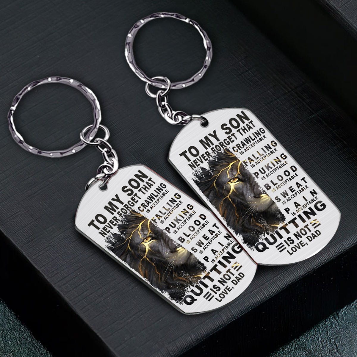 À mon fils, ramper est acceptable - Porte-clés personnalisé en acier inoxydable pour papa