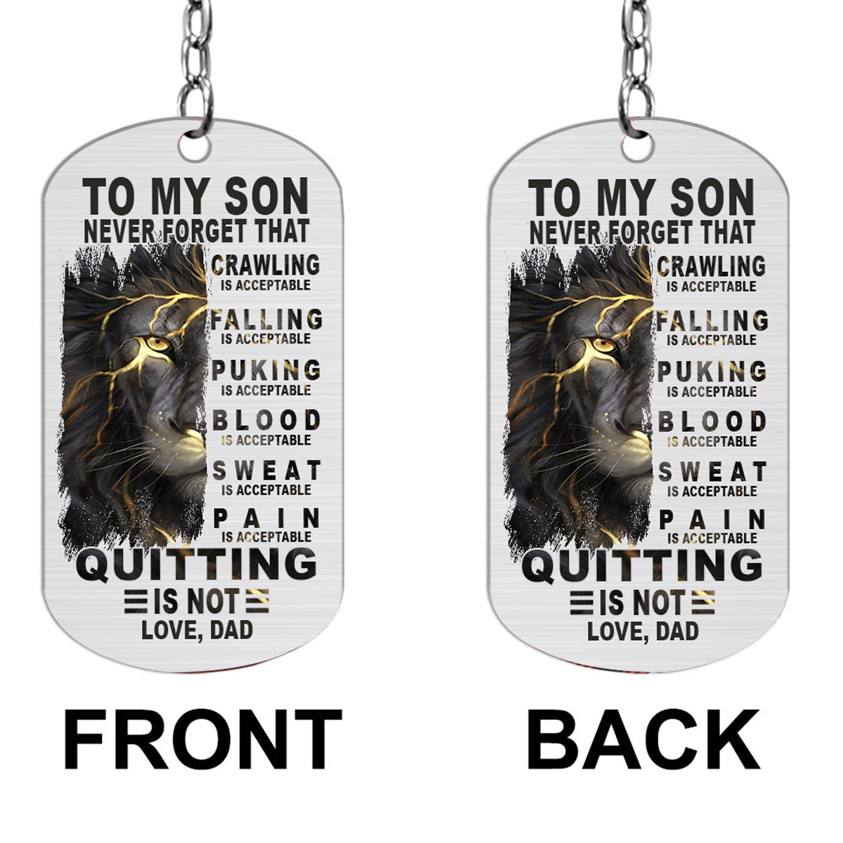 À mon fils, ramper est acceptable - Porte-clés personnalisé en acier inoxydable pour papa