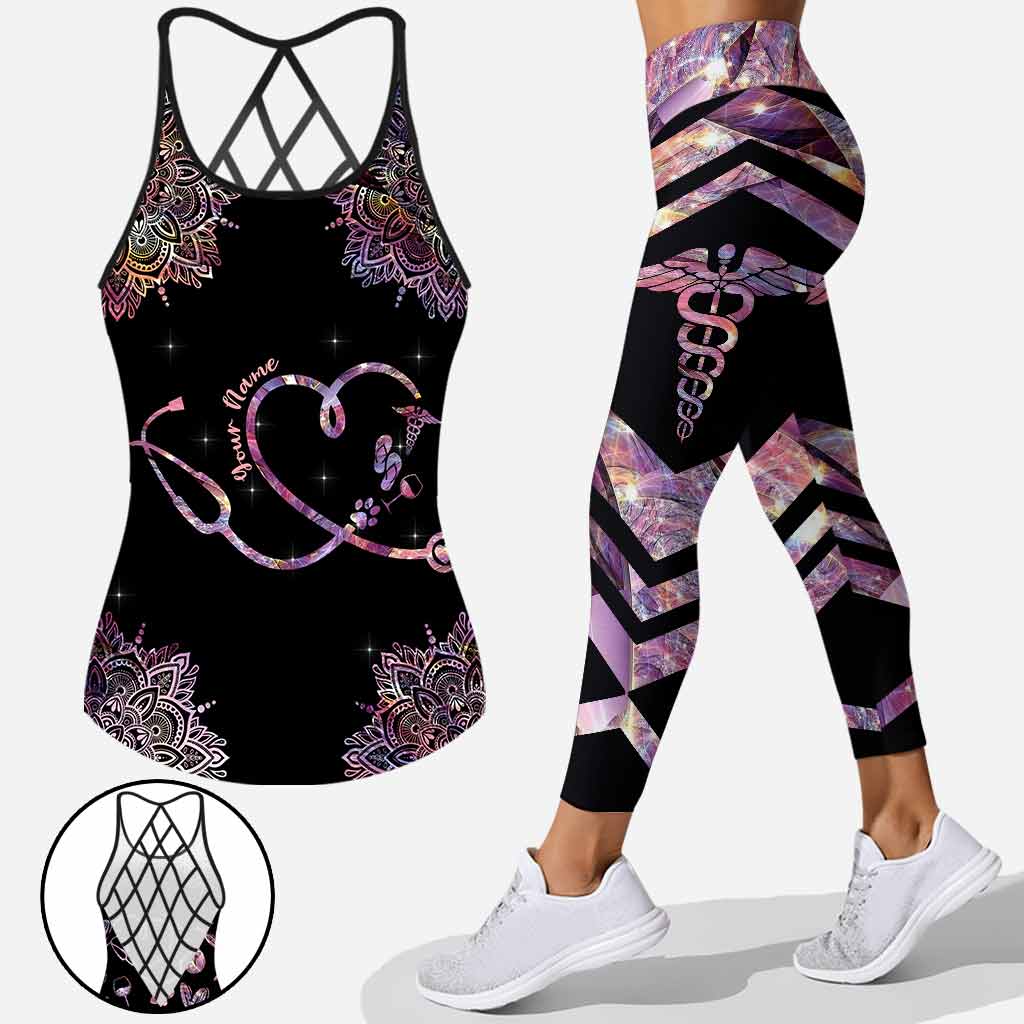 Je suis une femme simple - Débardeur et legging personnalisés « Infirmière » avec croix