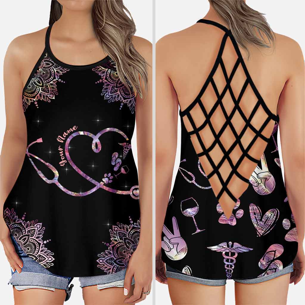 Je suis une femme simple - Débardeur et legging personnalisés « Infirmière » avec croix