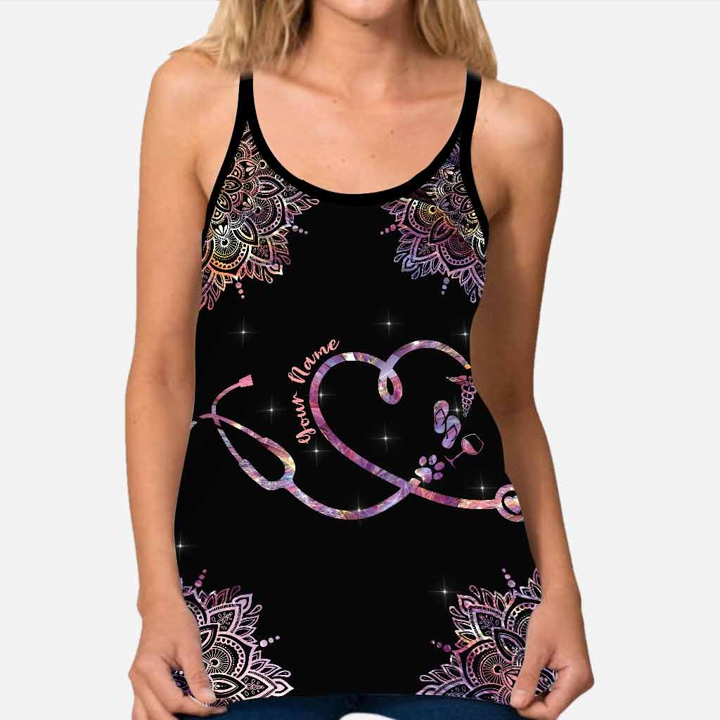 Je suis une femme simple - Débardeur et legging personnalisés « Infirmière » avec croix