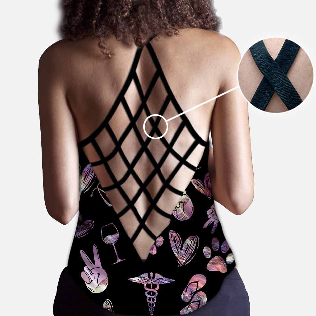 Je suis une femme simple - Débardeur et legging personnalisés « Infirmière » avec croix