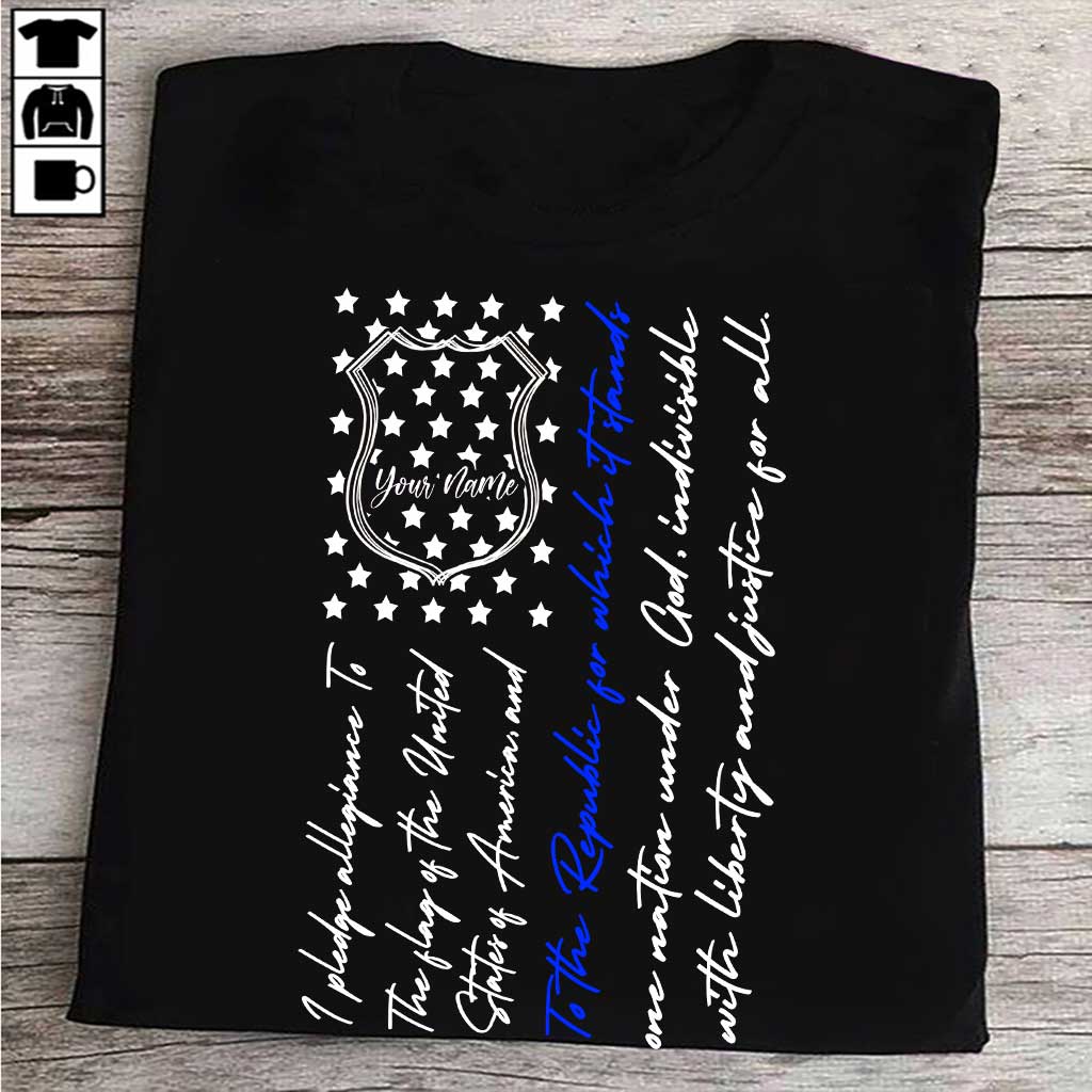 Insigne de police et serment d'allégeance - T-shirt et sweat à capuche personnalisés pour la fête de l'Indépendance