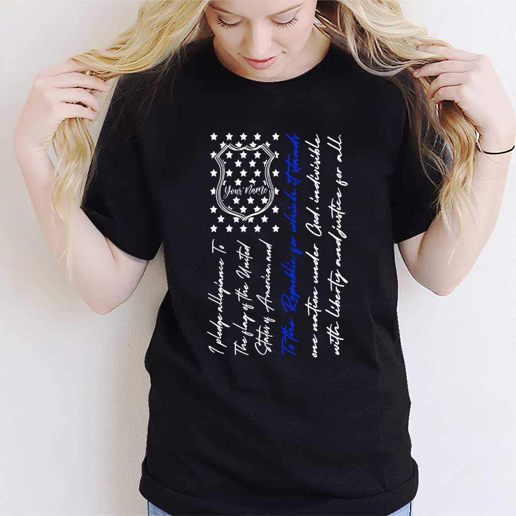 Insigne de police et serment d'allégeance - T-shirt et sweat à capuche personnalisés pour la fête de l'Indépendance