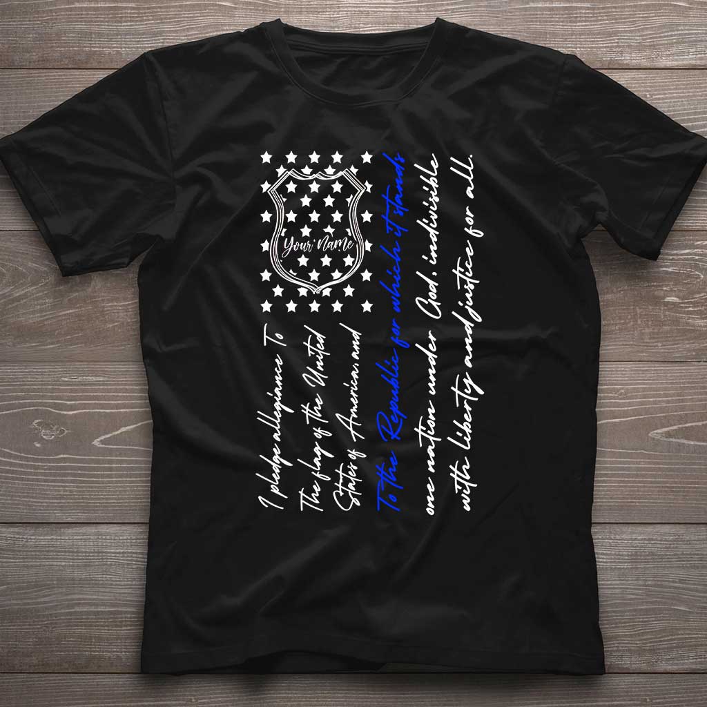 Insigne de police et serment d'allégeance - T-shirt et sweat à capuche personnalisés pour la fête de l'Indépendance