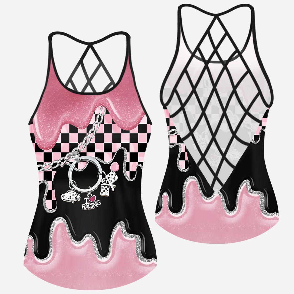 Débardeur et short de course Black Pink Race Girl - Racing Cross pour femme