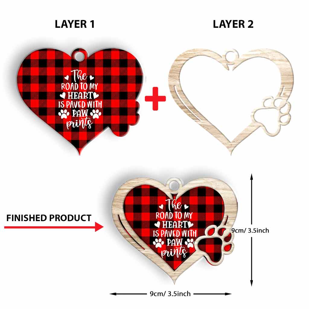 Le chemin de mon cœur est pavé d'empreintes de pattes - Ornement en bois personnalisé pour chien