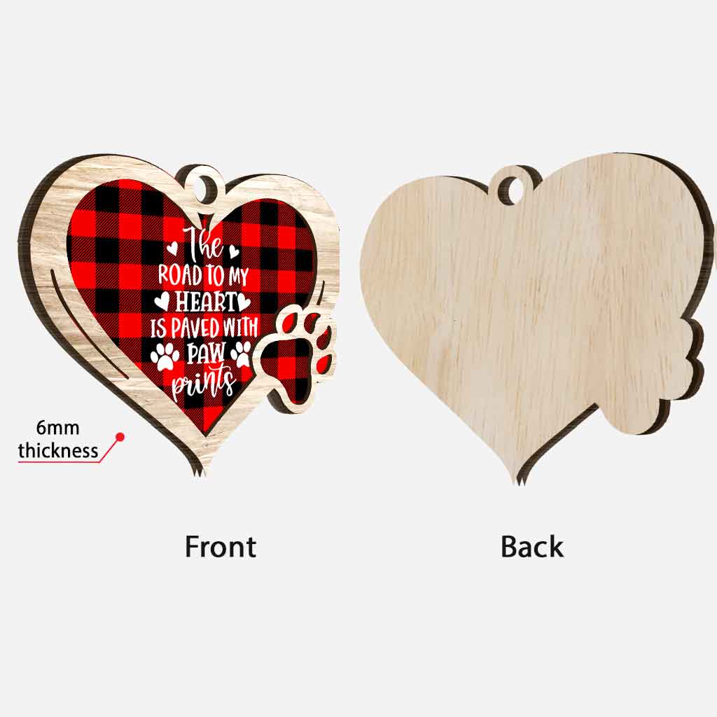 Le chemin de mon cœur est pavé d'empreintes de pattes - Ornement en bois personnalisé pour chien
