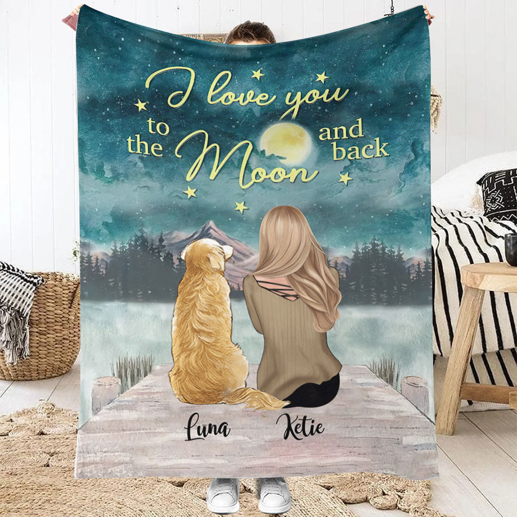 Je t'aime jusqu'à la lune - Couverture personnalisée pour chien