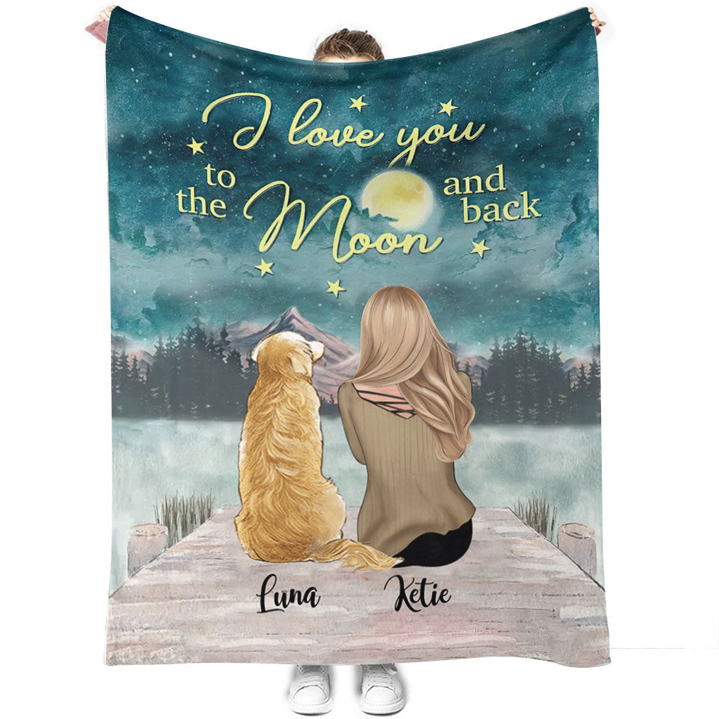 Je t'aime jusqu'à la lune - Couverture personnalisée pour chien