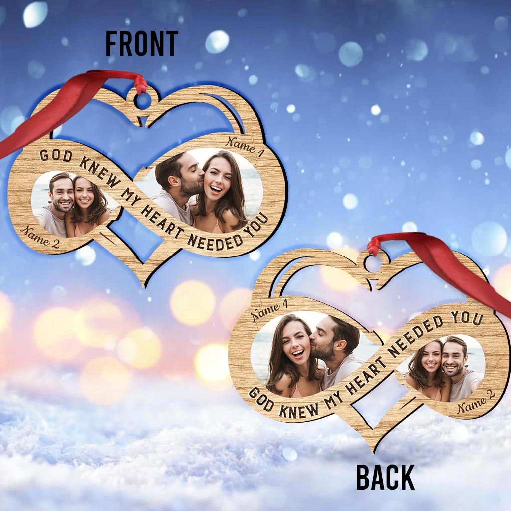 Dieu savait que mon cœur avait besoin de toi - Ornement de Noël personnalisé pour couple (Impression recto verso)