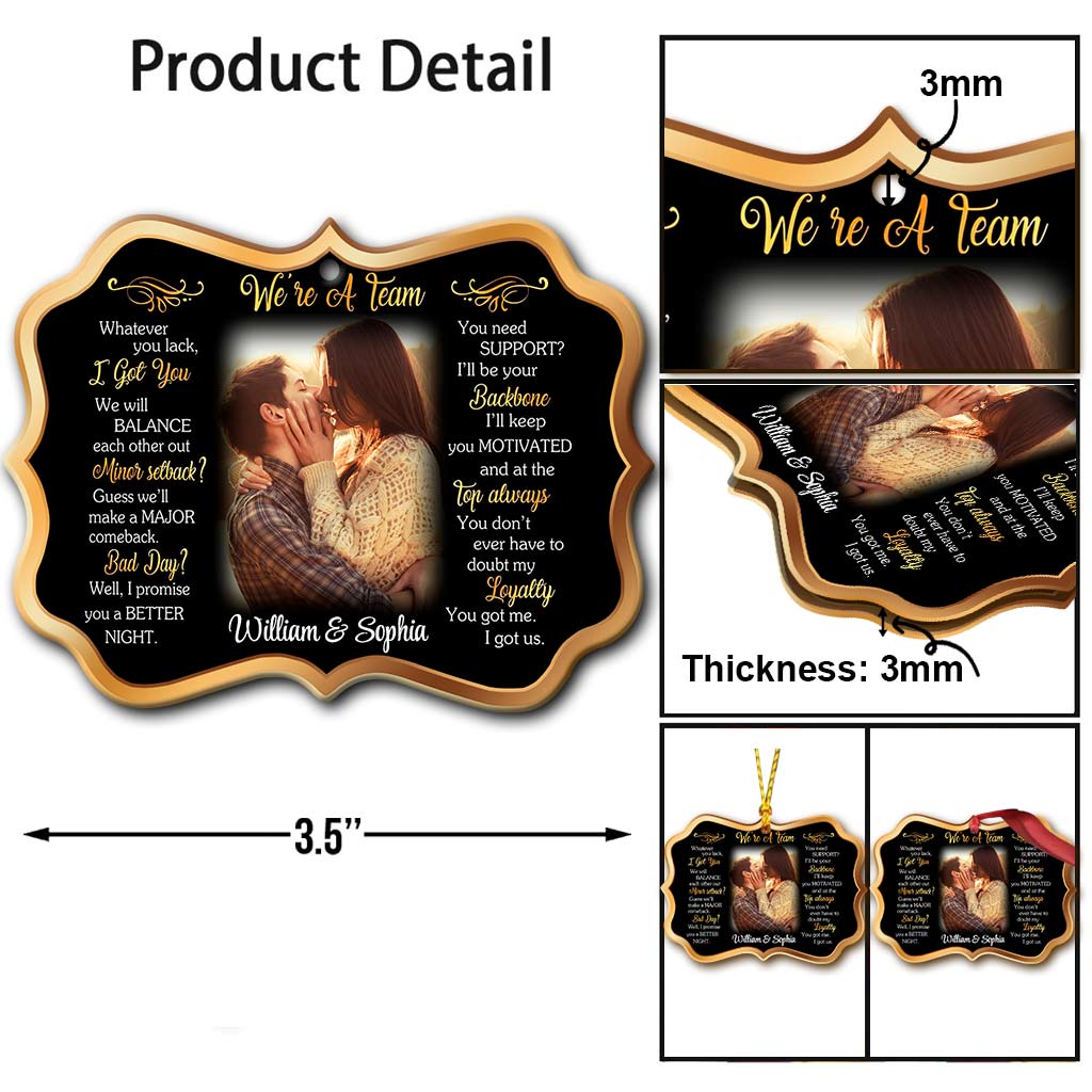 Nous sommes une équipe - Ornement de Noël personnalisé pour couple (Impression recto verso)