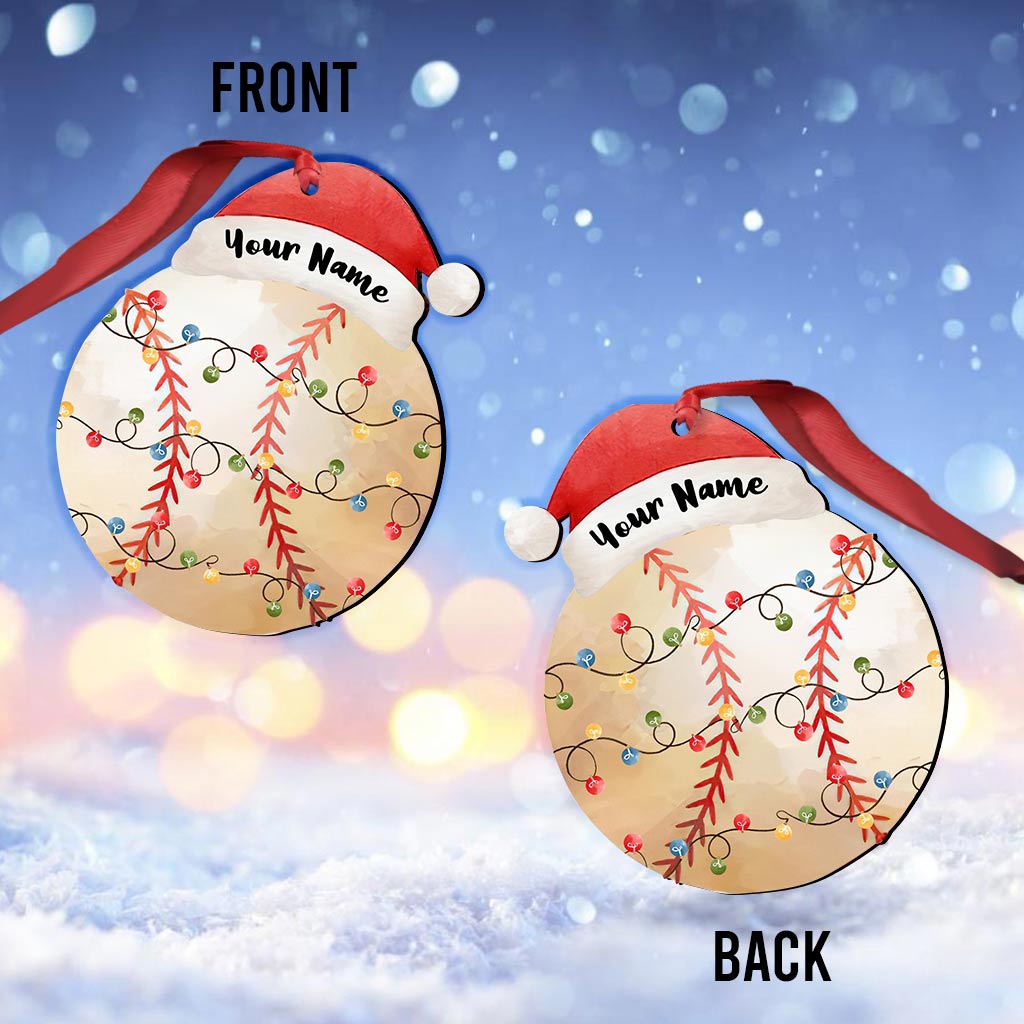 Amateurs de sport - Ornement de Noël personnalisé sur le thème du baseball (Impression recto verso)