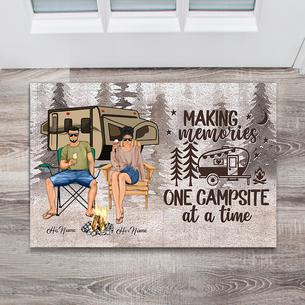 Let's Sit By The Campfire - Personalized Camping Doormat