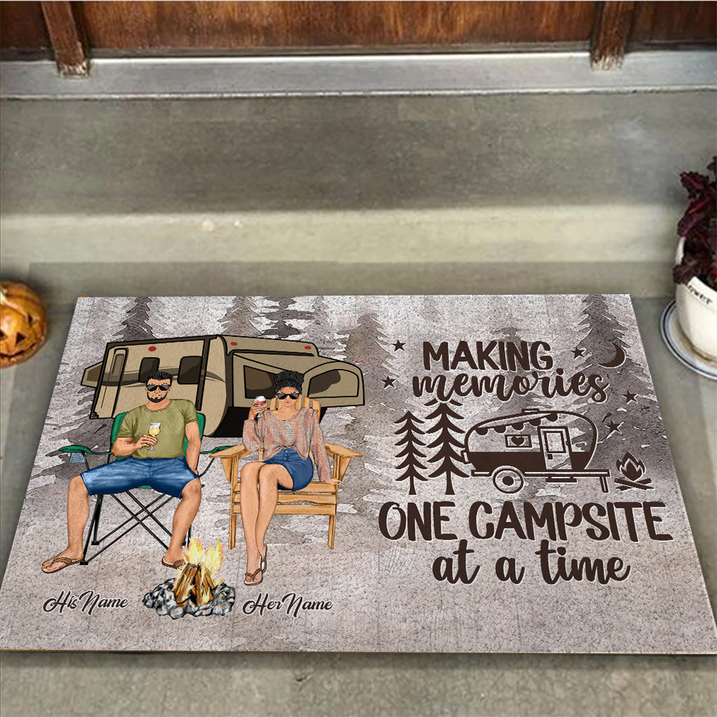 Let's Sit By The Campfire - Personalized Camping Doormat