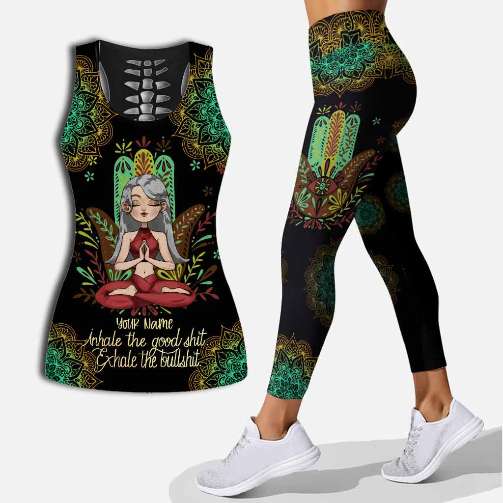 Inspirez le bien - Débardeur et legging de yoga personnalisés Inhale The Good